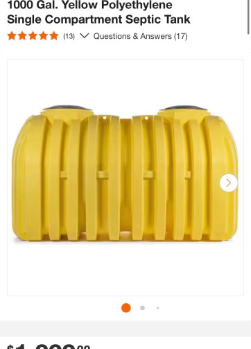 VPC 1000 Gal. Yellow Polyethylene Single Compartment Septic Tank