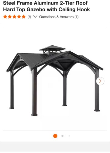 Sunjoy 12.5 ft. x 12.5 ft. Roanforth and Steel Frame Aluminum 2-Tier Roof Hard Top Gazebo with Ceiling Hook