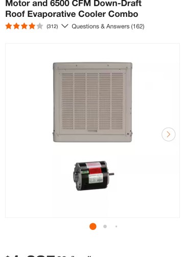 2-Speed 3/4 HP Evaporative Cooler Motor and 6500 CFM Down-Draft Roof Evaporative Cooler Combo