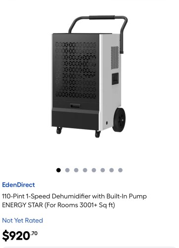 EdenDirect 110-Pint 1-Speed Dehumidifier with Built-In Pump ENERGY STAR (For Rooms 3001+ Sq ft)