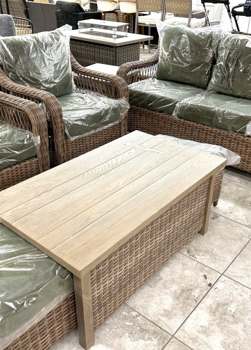 Patio Sofa, Two Swivel Glider Chairs, and Table Set