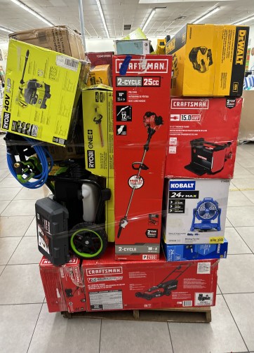 MIXED PALLET - DeWALT, RYOBI, KOBALT, CRAFTSMAN, HUSKY, PRESSURE WASHER, WALL CABINET, & MUCH MORE!