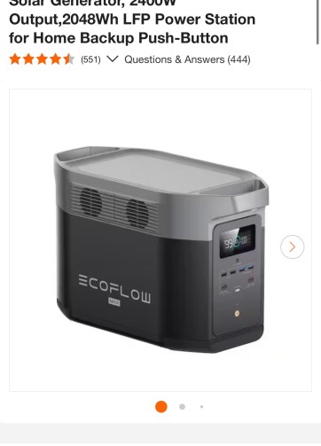 EcoFlow Battery Generator DELTA 2 Max Solar Generator, 2400W Output,2048Wh LFP Power Station for Home Backup Push-Button