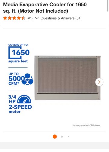 MasterCool 5000 CFM Down-Draft Roof 8 in. Media Evaporative Cooler for 1650 sq. ft. (Motor Not Included)